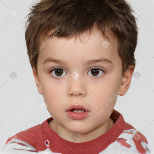 Neutral white child male with short  brown hair and brown eyes