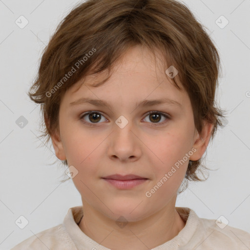 Neutral white child female with medium  brown hair and brown eyes