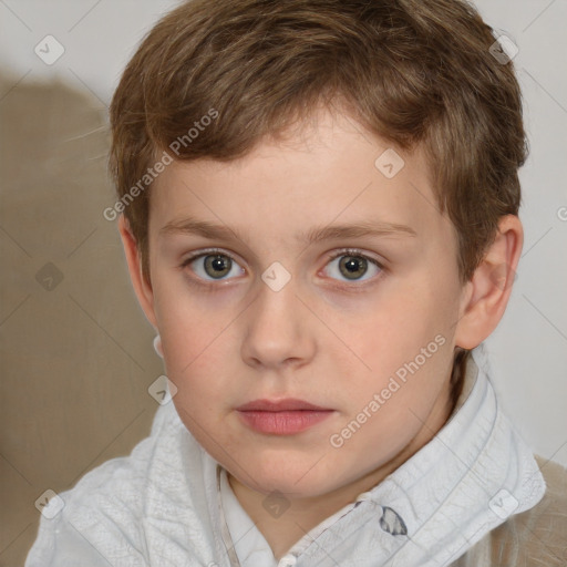 Neutral white child male with short  brown hair and brown eyes