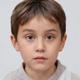 Neutral white child female with short  brown hair and brown eyes