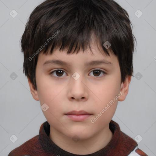 Neutral white child male with short  brown hair and brown eyes