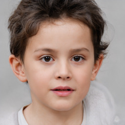 Neutral white child female with short  brown hair and brown eyes