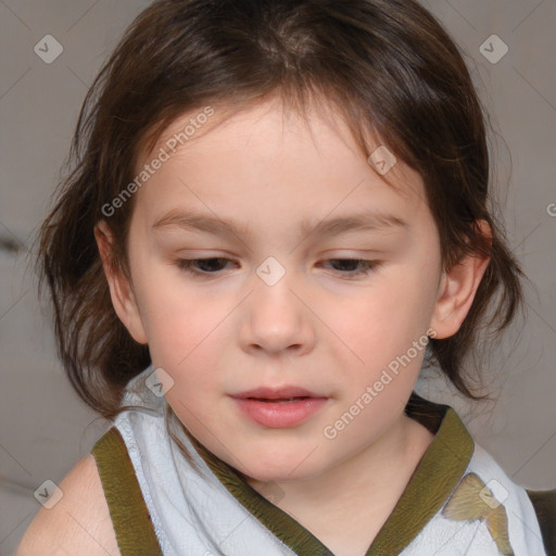 Neutral white child female with medium  brown hair and brown eyes