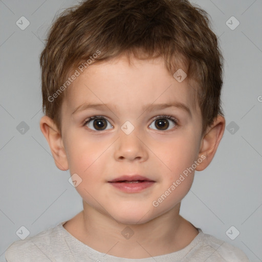 Neutral white child male with short  brown hair and brown eyes