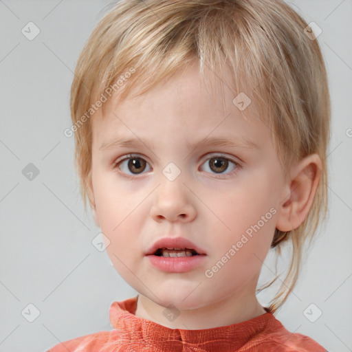 Neutral white child male with medium  brown hair and blue eyes