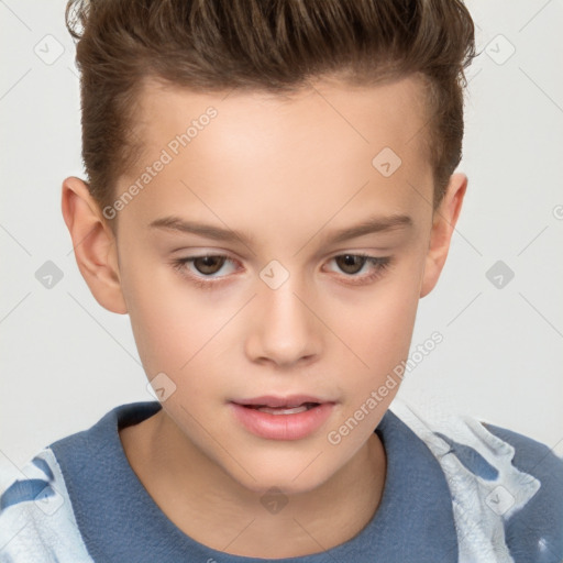 Neutral white child male with short  brown hair and brown eyes