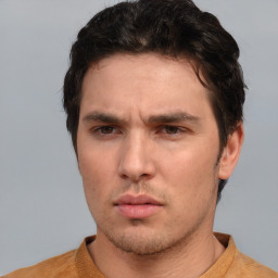 Neutral white adult male with short  brown hair and brown eyes