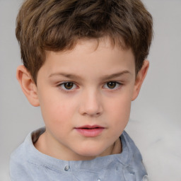 Neutral white child male with short  brown hair and brown eyes