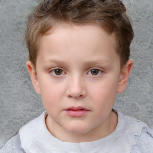 Neutral white child male with short  brown hair and blue eyes