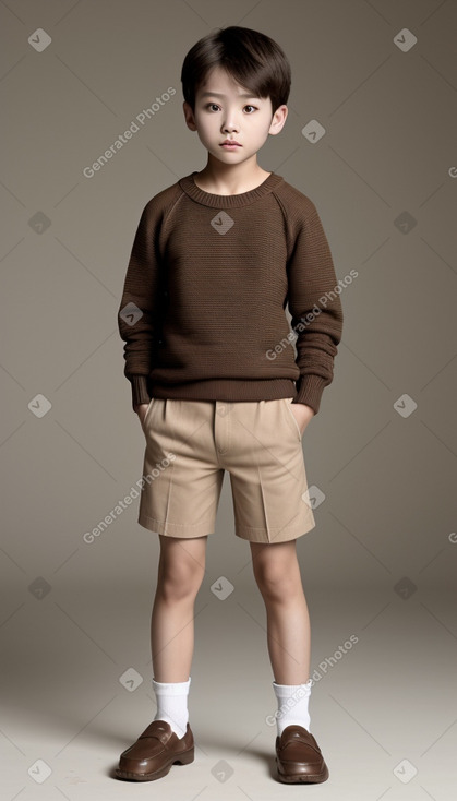 South korean child boy with  brown hair