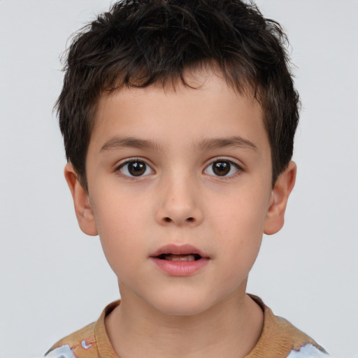 Neutral white child male with short  brown hair and brown eyes