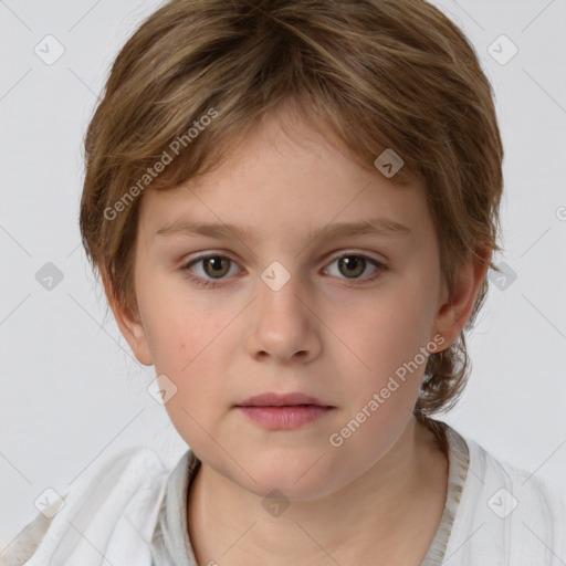 Neutral white child female with medium  brown hair and brown eyes