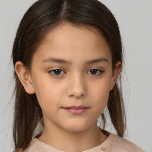 Neutral white child female with medium  brown hair and brown eyes