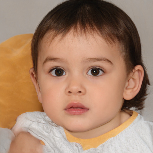 Neutral white child male with short  brown hair and brown eyes