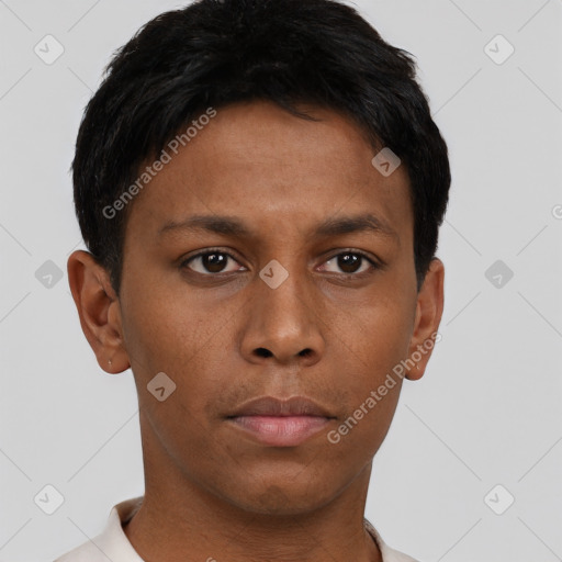 Neutral asian young-adult male with short  brown hair and brown eyes