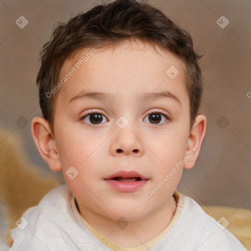 Neutral white child male with short  brown hair and brown eyes