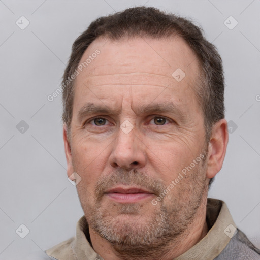 Neutral white adult male with short  brown hair and brown eyes