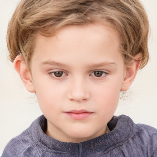 Neutral white child female with short  brown hair and grey eyes