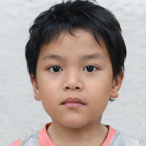 Neutral asian child female with short  brown hair and brown eyes