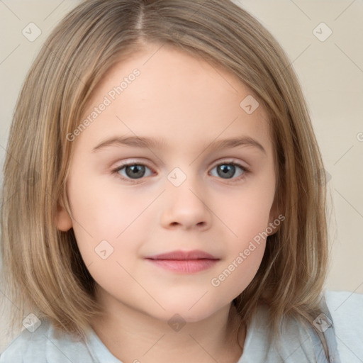 Neutral white child female with medium  brown hair and brown eyes