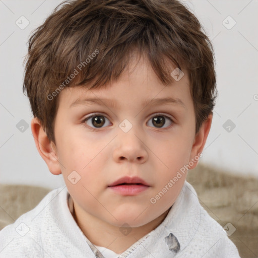 Neutral white child male with short  brown hair and brown eyes