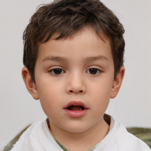 Neutral white child male with short  brown hair and brown eyes