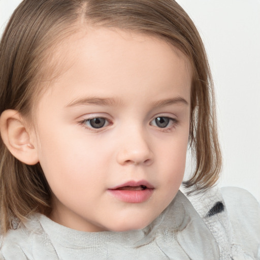 Neutral white child female with medium  brown hair and brown eyes