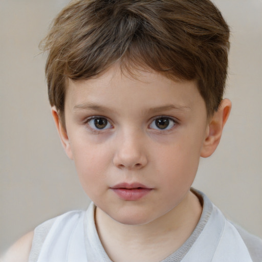 Neutral white child male with short  brown hair and brown eyes