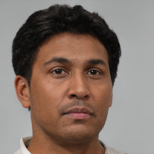 Neutral latino young-adult male with short  brown hair and brown eyes