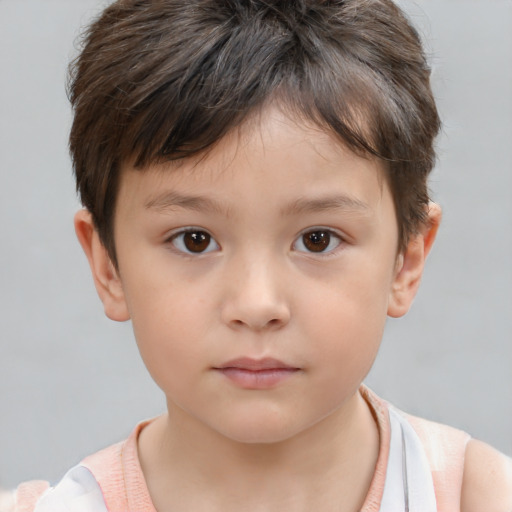 Neutral white child male with short  brown hair and brown eyes