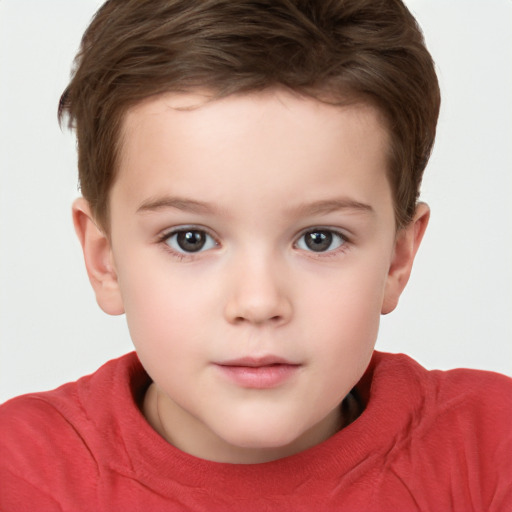 Neutral white child male with short  brown hair and brown eyes