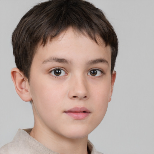 Neutral white child male with short  brown hair and brown eyes