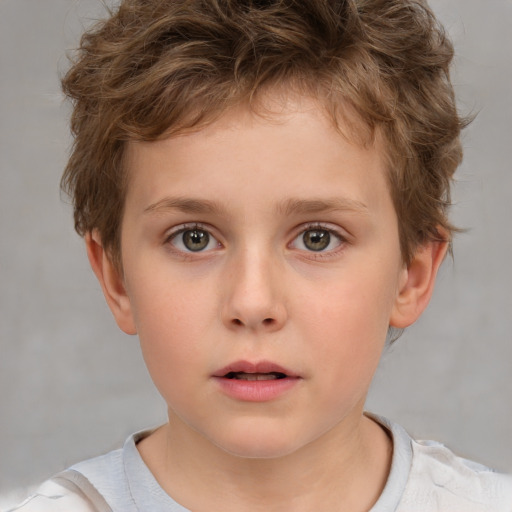 Neutral white child male with short  brown hair and brown eyes