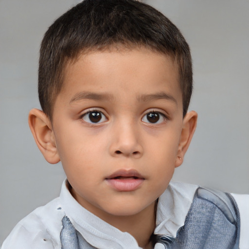 Neutral white child male with short  brown hair and brown eyes