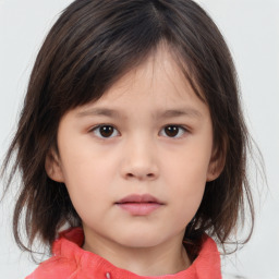 Neutral white child female with medium  brown hair and brown eyes