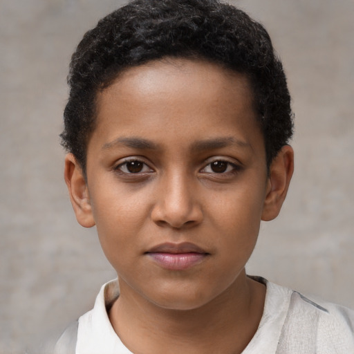 Neutral black child male with short  brown hair and brown eyes