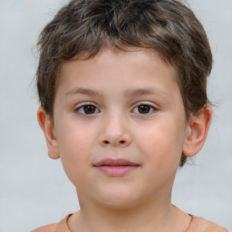 Neutral white child male with short  brown hair and brown eyes