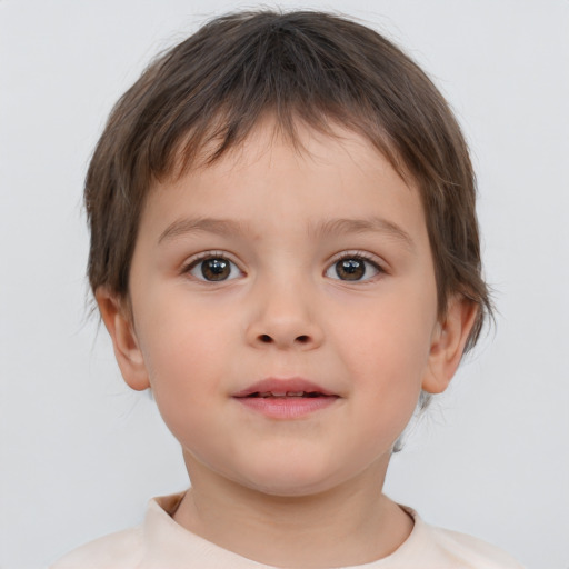 Neutral white child male with short  brown hair and brown eyes