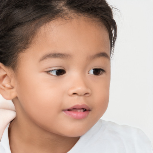 Neutral white child female with short  brown hair and brown eyes