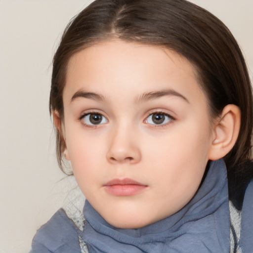 Neutral white child female with medium  brown hair and brown eyes