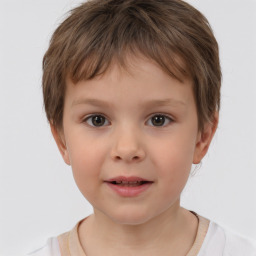 Neutral white child male with short  brown hair and brown eyes