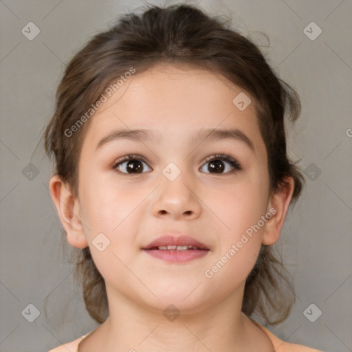 Neutral white child female with medium  brown hair and brown eyes