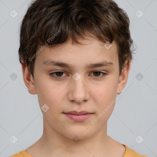 Neutral white child male with short  brown hair and brown eyes