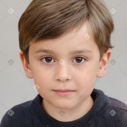 Neutral white child male with short  brown hair and brown eyes