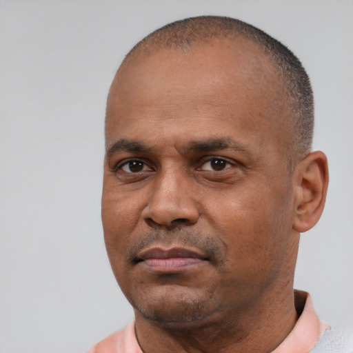 Neutral latino adult male with short  black hair and brown eyes