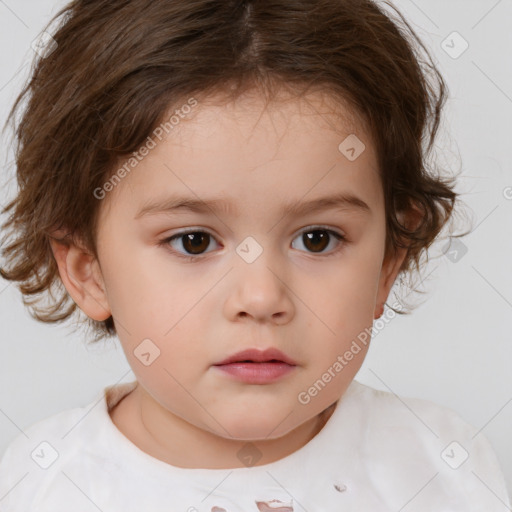 Neutral white child female with short  brown hair and brown eyes