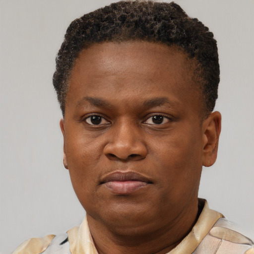 Neutral black young-adult male with short  brown hair and brown eyes