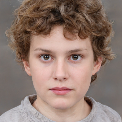 Neutral white child male with medium  brown hair and grey eyes