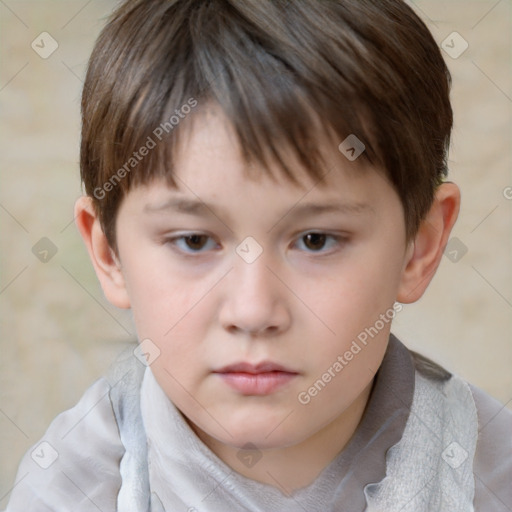 Neutral white child male with short  brown hair and brown eyes