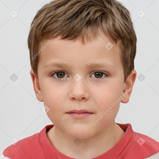 Neutral white child male with short  brown hair and brown eyes